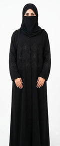 Black Abaya with Diamond Embroidery and Beadwork